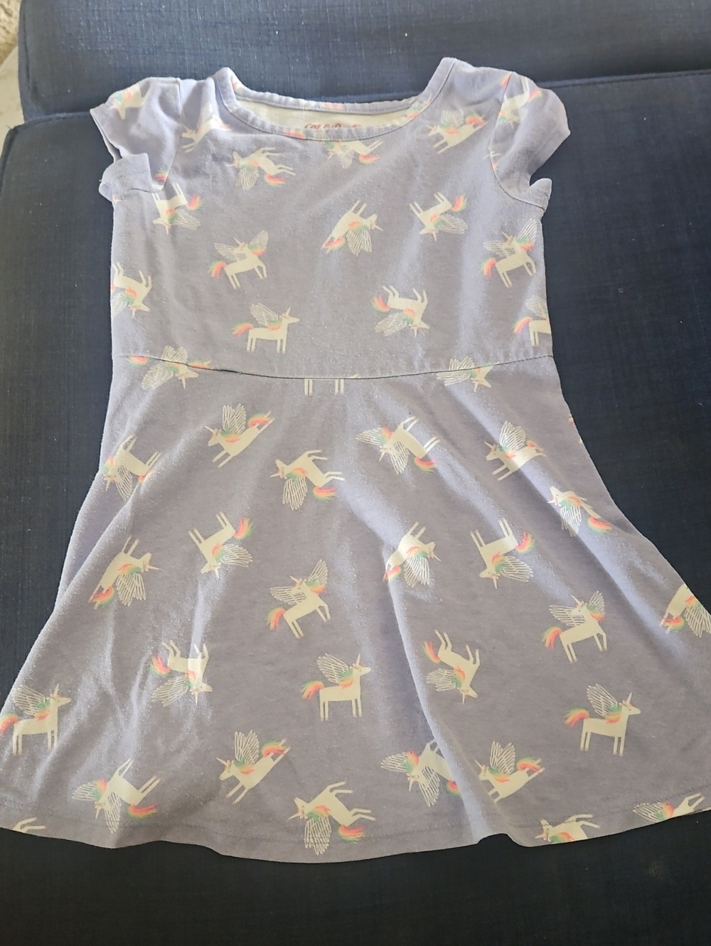 Cat & Jack Lavender Unicorn Flutter Sleeve Dress